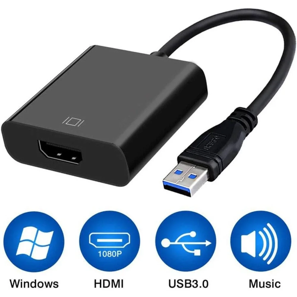 USB to HDMI Adapter, USB 3.0 to HDMI HD 1080P Video Graphics Audio Output